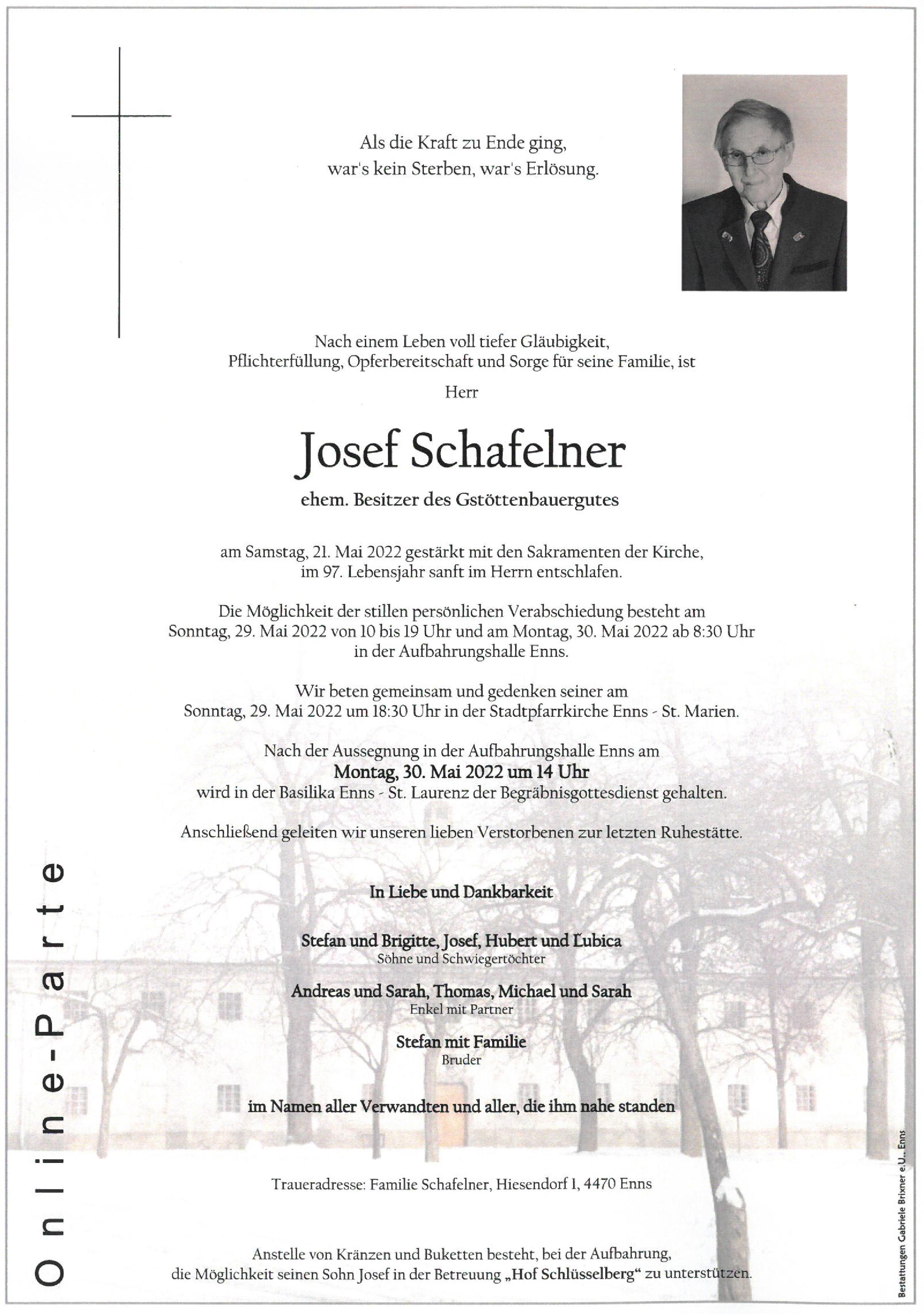 Josef Schafelner - Bestattung Brixner | Enns
